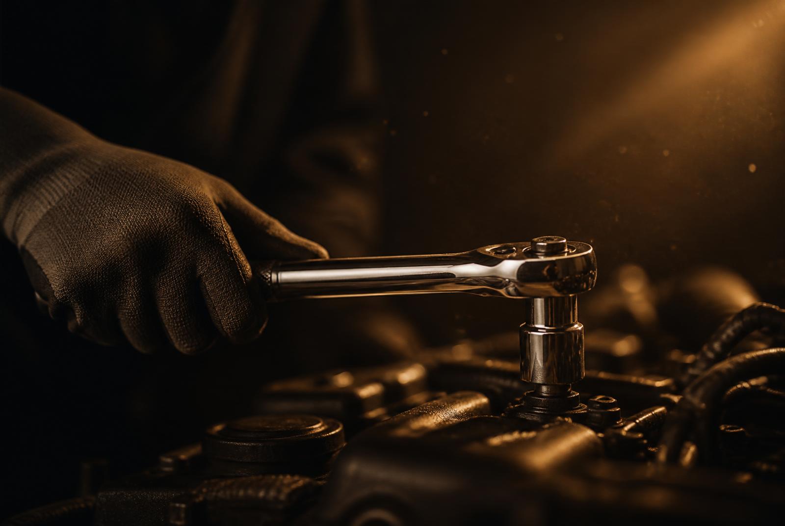 Close-up of precision automotive work